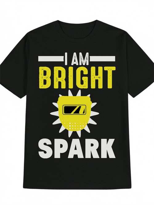 Men's Graphic T-Shirt I Am Bright Spark Sun Shine Behind Welding Helmet
