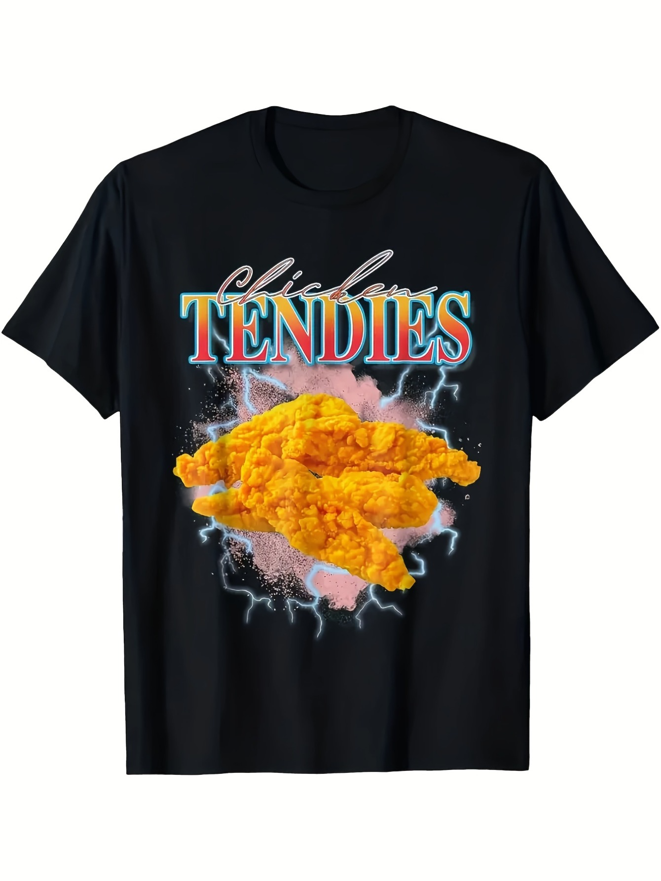 Men's Graphic T-Shirt Crispy Lightning Glow With Golden Fried Chicken Tendies