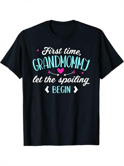Men's Graphic T-Shirt First Time Grandmommy Playful Lettering With Hearts And Arrows Grandmommy