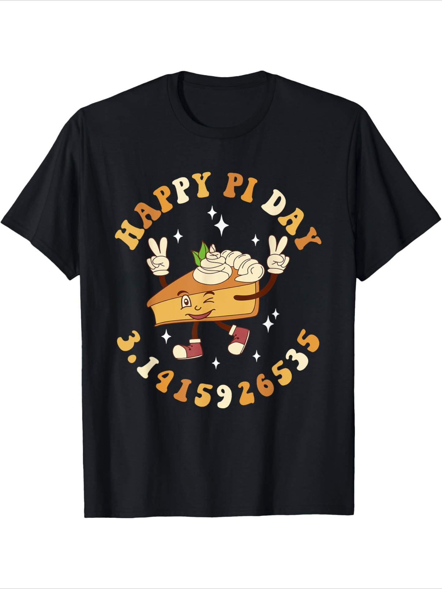 Men's Graphic T-Shirt Happy Pi Day Whimsical Cartoon Slice With Cream Pie
