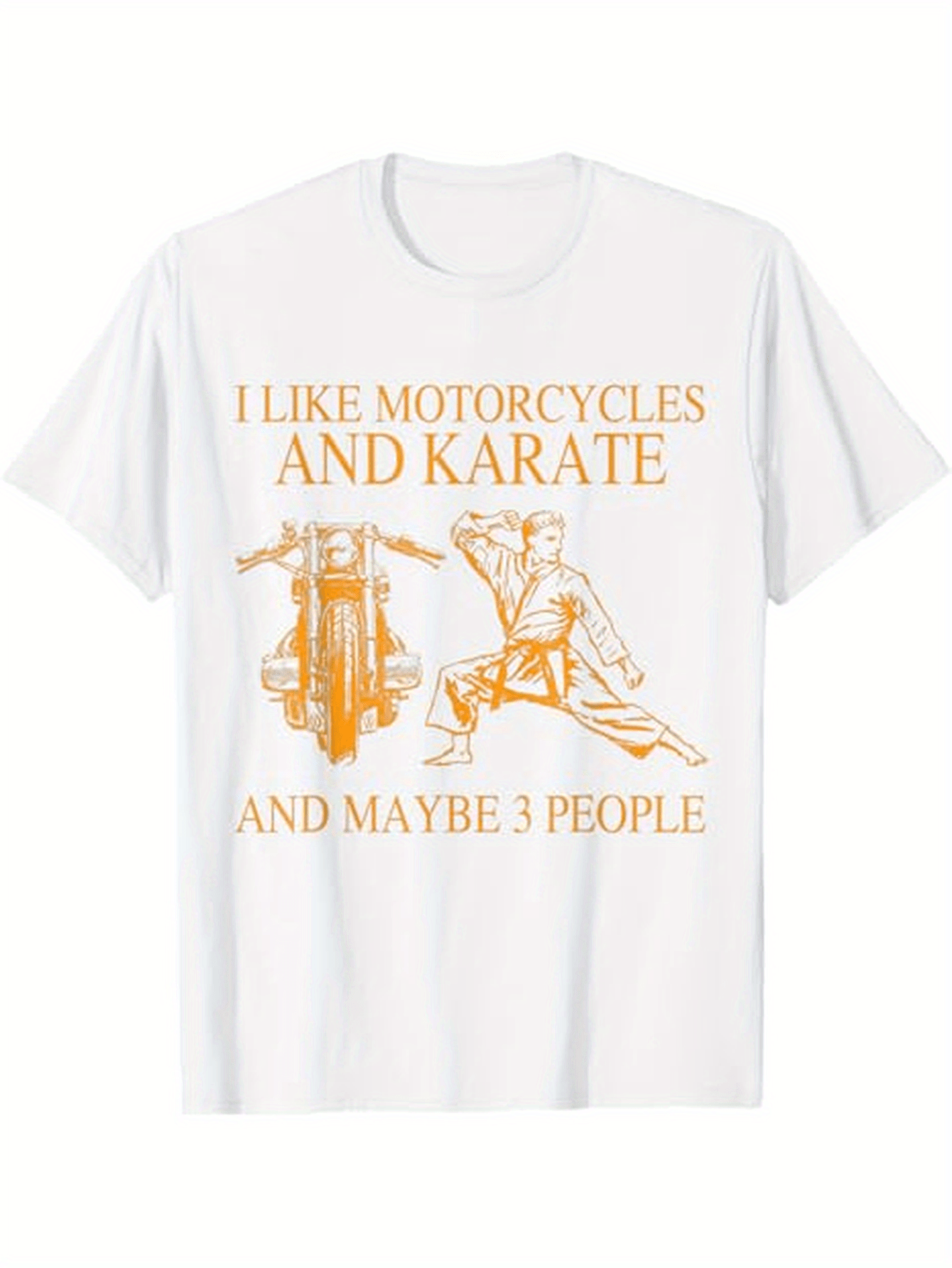 Men's Graphic T-Shirt I Like Motorcycles And Karate With Man Practicing Kicks Beside Motorcycle