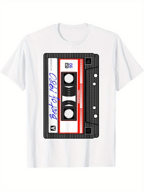 Men's Graphic T-Shirt Best Of 1980 Vintage Audio Cassette Tape Graphic T Shirt