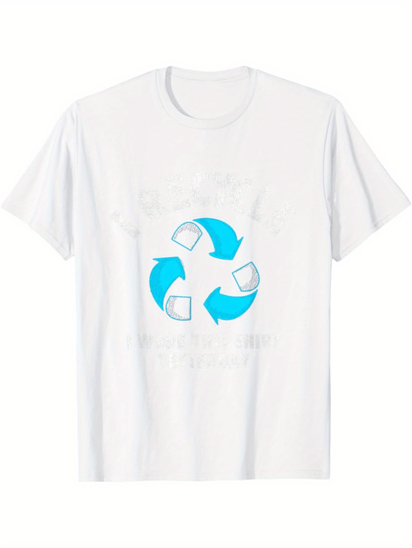 Men's Graphic T-Shirt Blue Arrows Forming A Circular Recycle Symbol With White Background