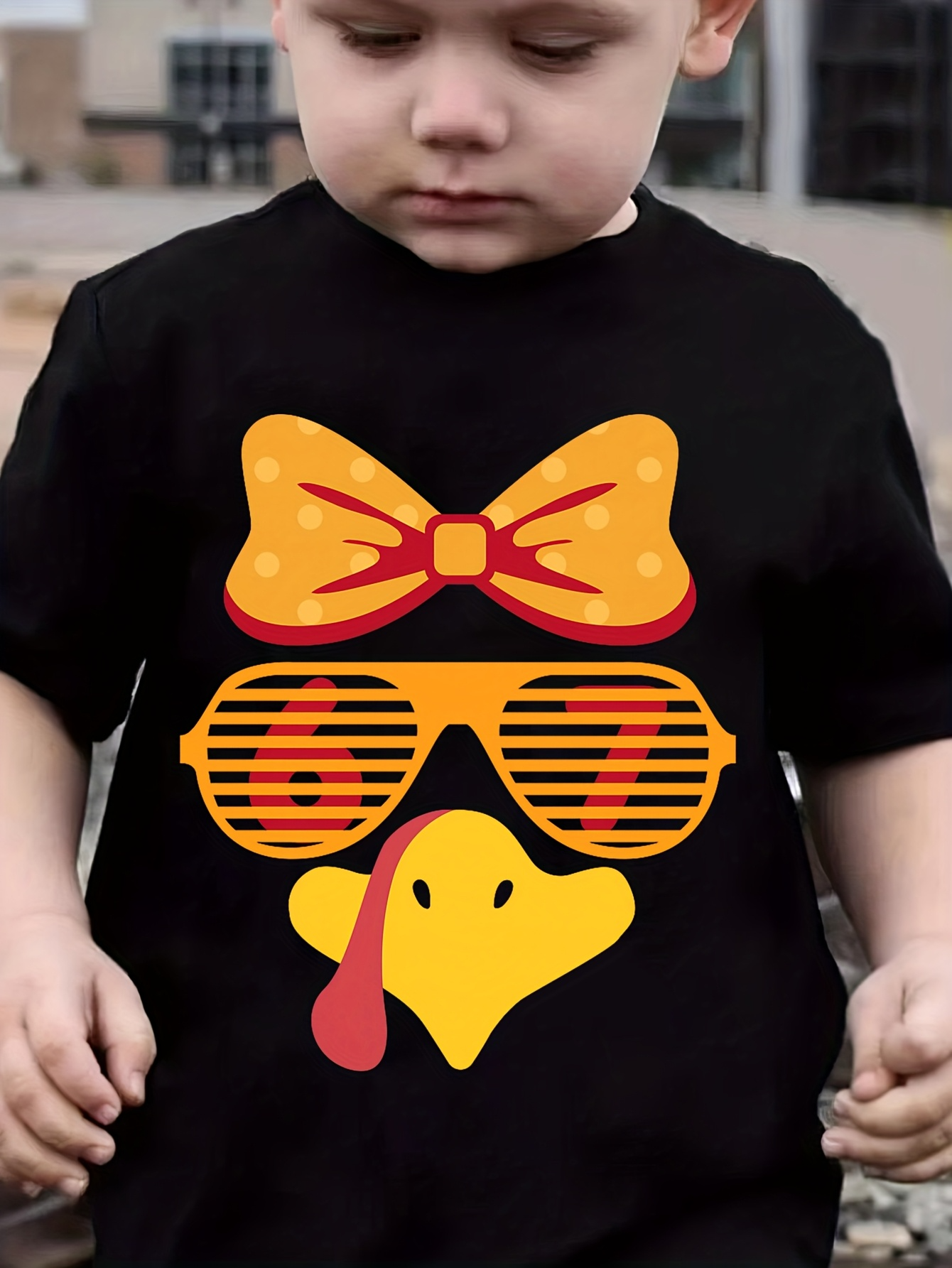 Men's Graphic T-Shirt Playful Yellow Chicken With Sunglasses And Red Bow