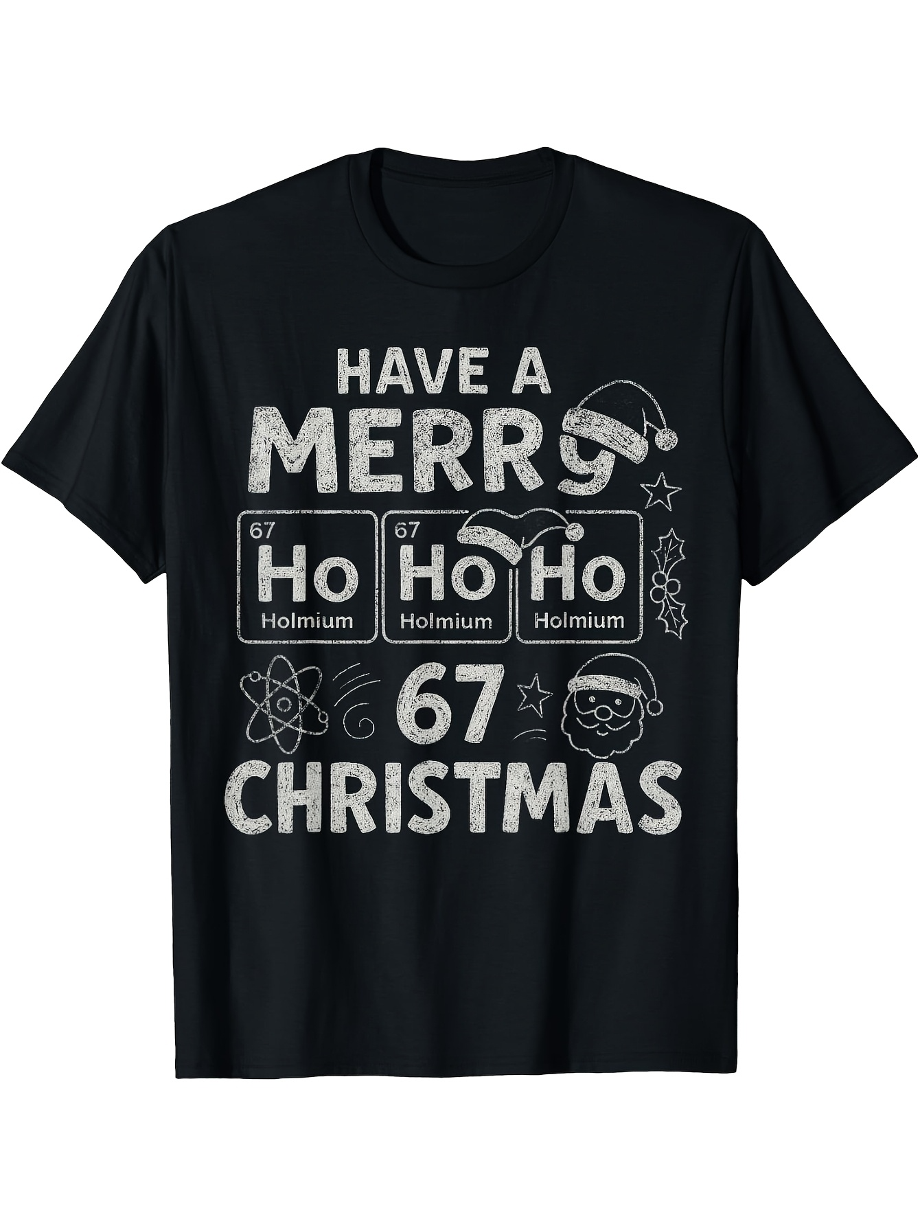 Men's Graphic T-Shirt Have A Merry Christmas Elements With Holiday Doodles And Santa Face T Shirt