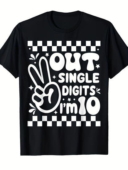 Men's Graphic T-Shirt Out Single Digits Im 10 Playful Peace Sign Birthday Theme