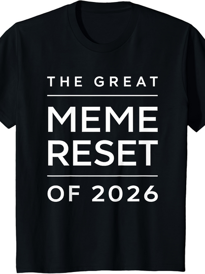 Men's Graphic T-Shirt The Great Meme Reset Of 2026 Bold White Slogan Text Centered T Shirt