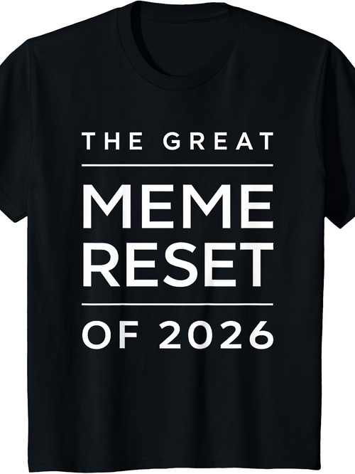 Men's Graphic T-Shirt The Great Meme Reset Of 2026 Bold White Slogan Text Centered T Shirt