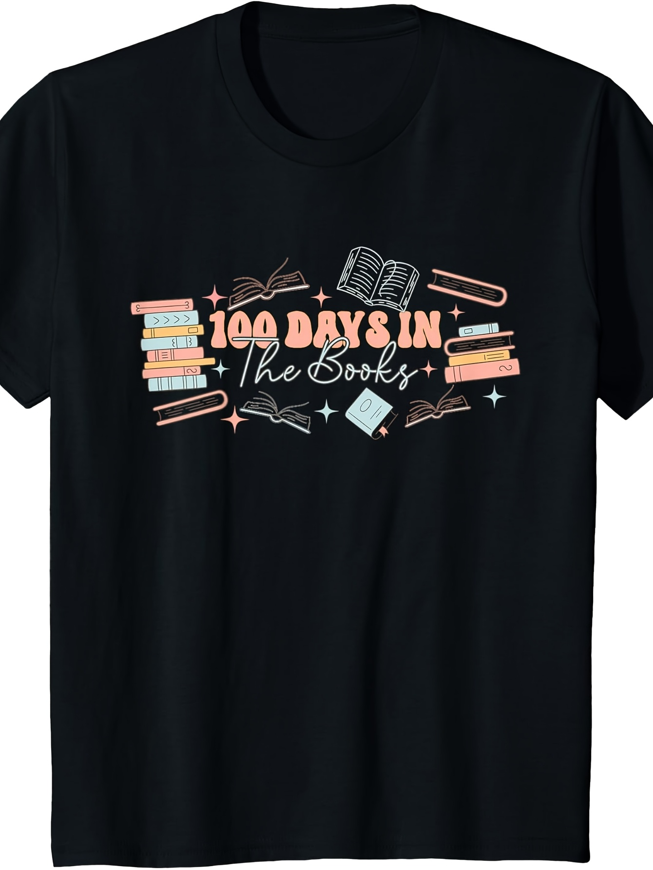 Men's Graphic T-Shirt One Hundred Days In The Books Surrounded By Pencils Stars And Open Notebook
