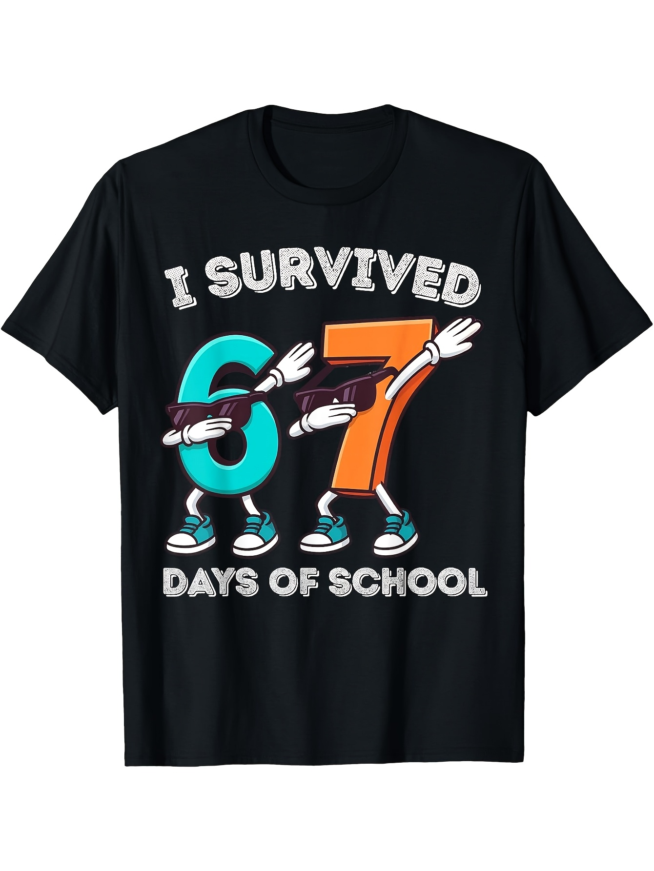 Men's Graphic T-Shirt I Survived 67 Days Of Fun Cartoon Dab School
