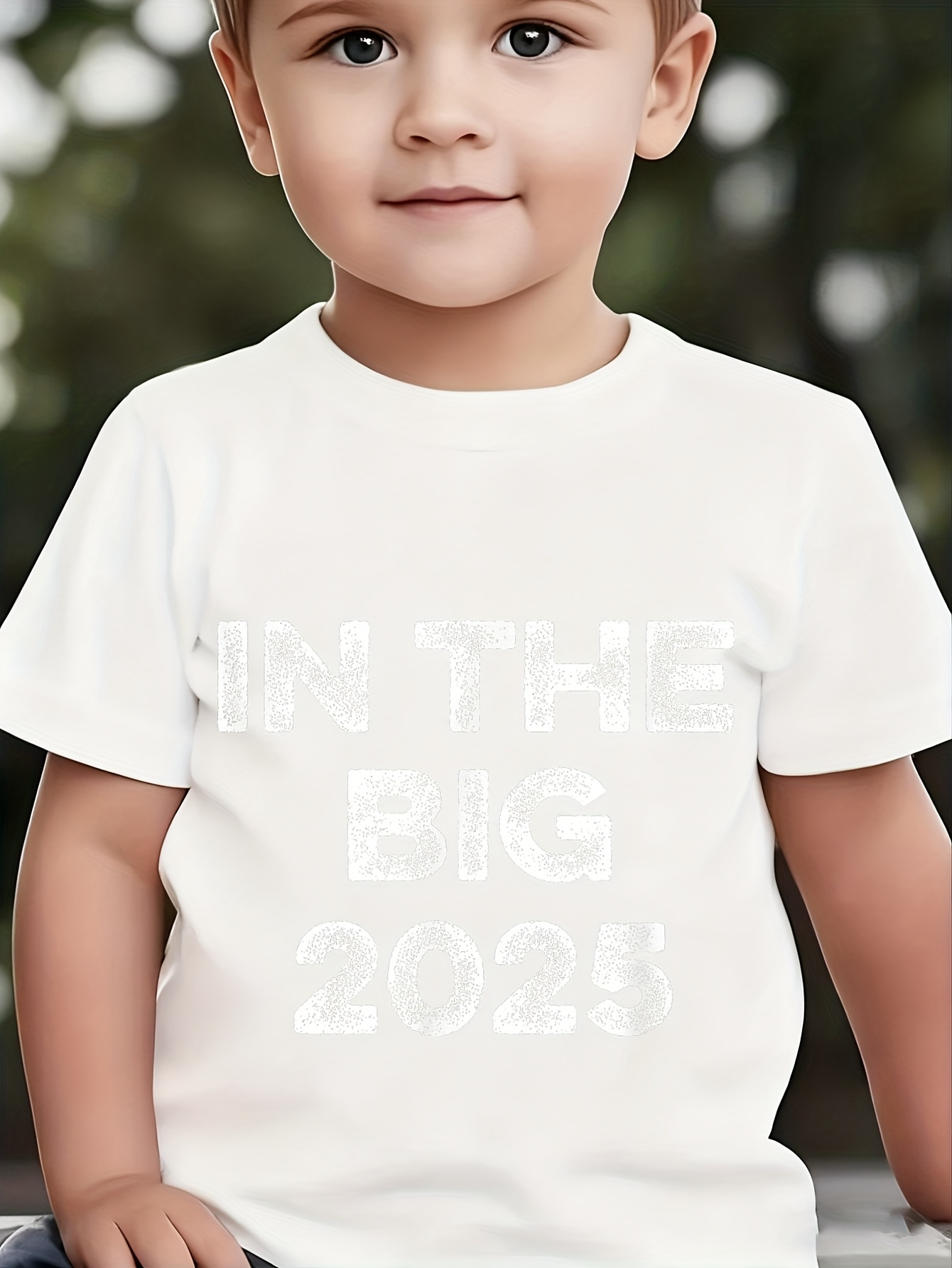 Men's Graphic T-Shirt In The Big 2023 Playful Urban Typography On White Cotton Shirt