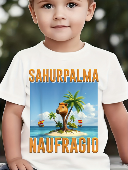 Men's Graphic T-Shirt Tropical Island With Palm Trees And Lonely Capybara Scene
