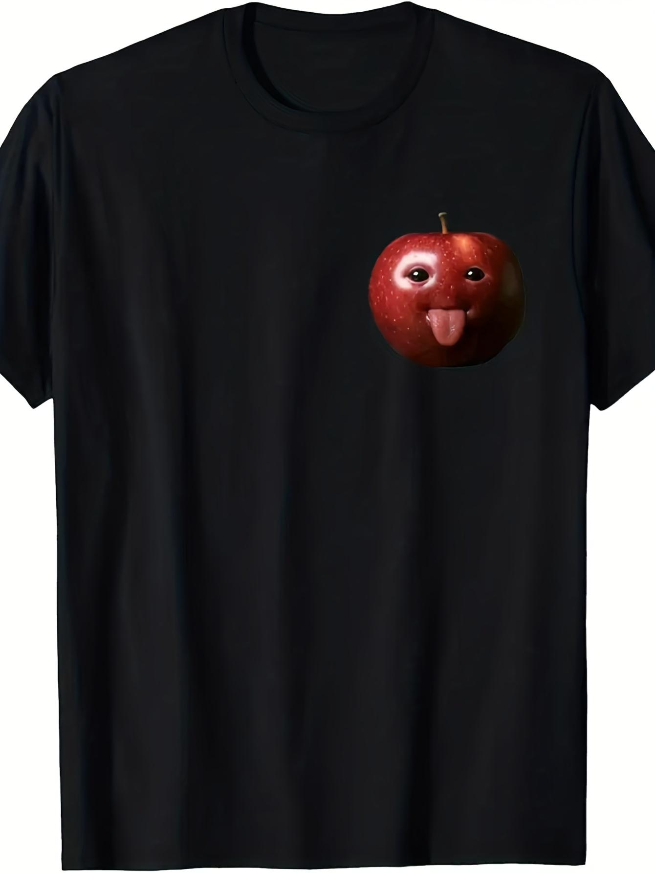 Men's Graphic T-Shirt Playful Red Apple With Smiling Face Tongue Out Apple