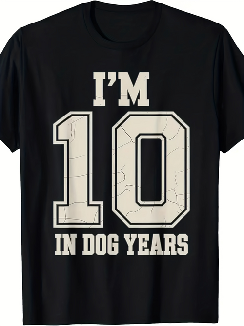 Men's Graphic T-Shirt Im Ten In Dog Years Sporting College Letter Number Design