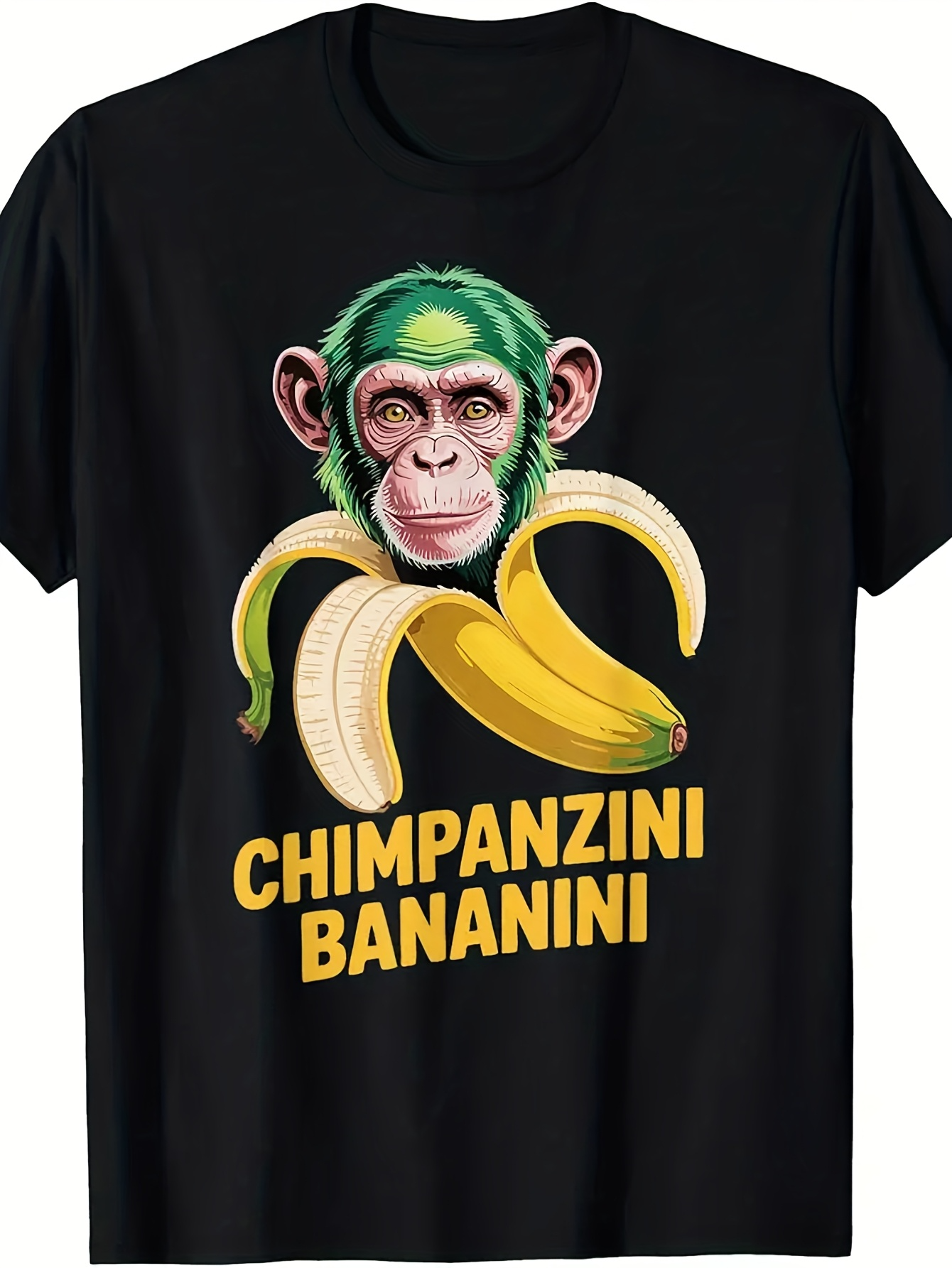 Men's Graphic T-Shirt Chimpanzini Bananini With Yellow Bananas And Playful Cartoon Chimpanzee Face