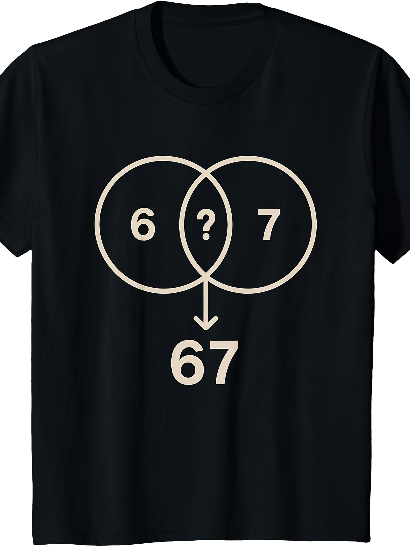 Men's Graphic T-Shirt Funny Math Puzzle With Question Mark Between Overlapping Circles Diagram