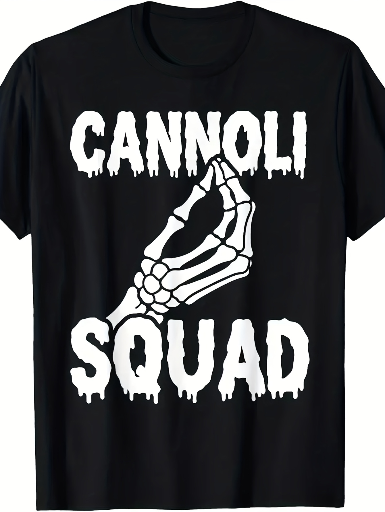 Men's Graphic T-Shirt Cannoli Squad Gothic Skeleton Hand With Bold Graphic Lettering