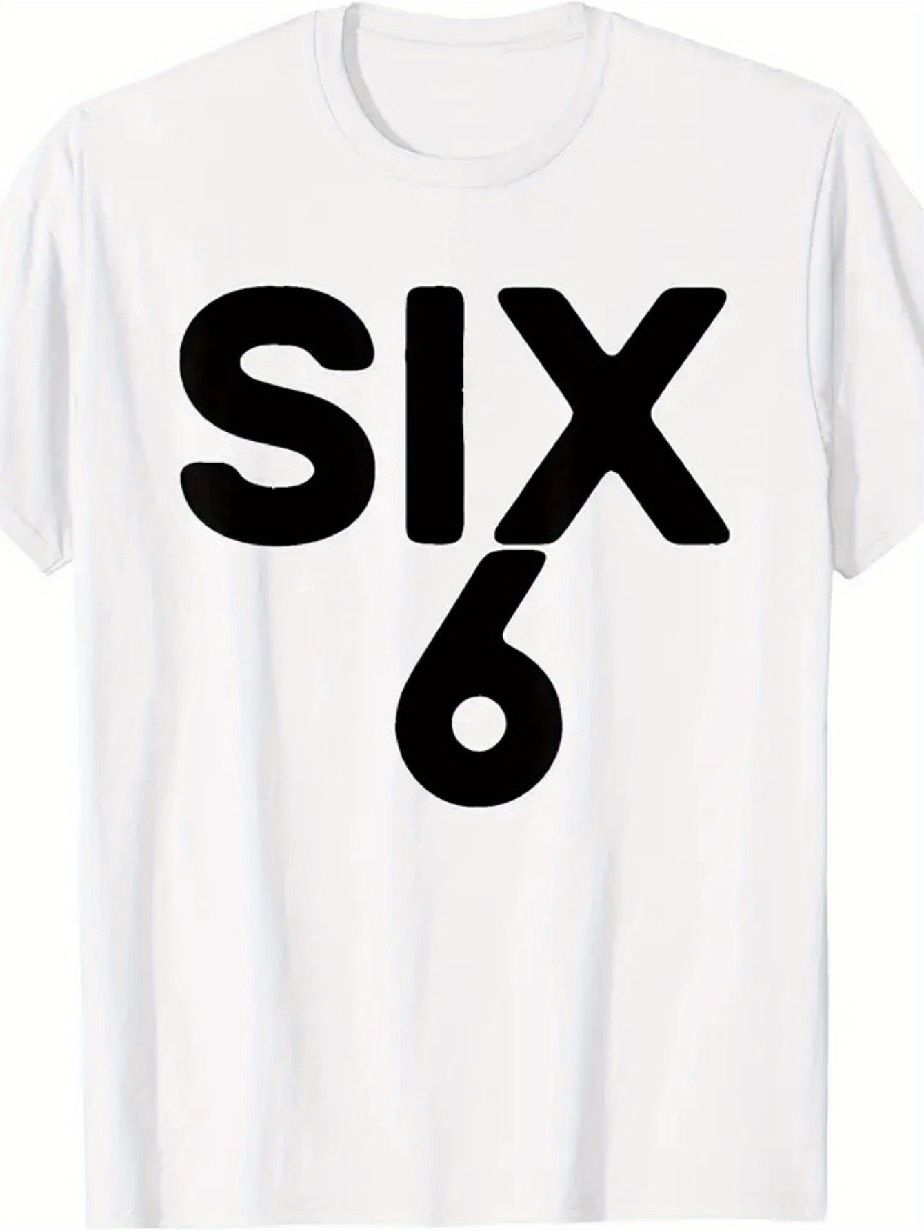 Men's Graphic T-Shirt Bold Black Typography With Large Overlapping Letters Number Six