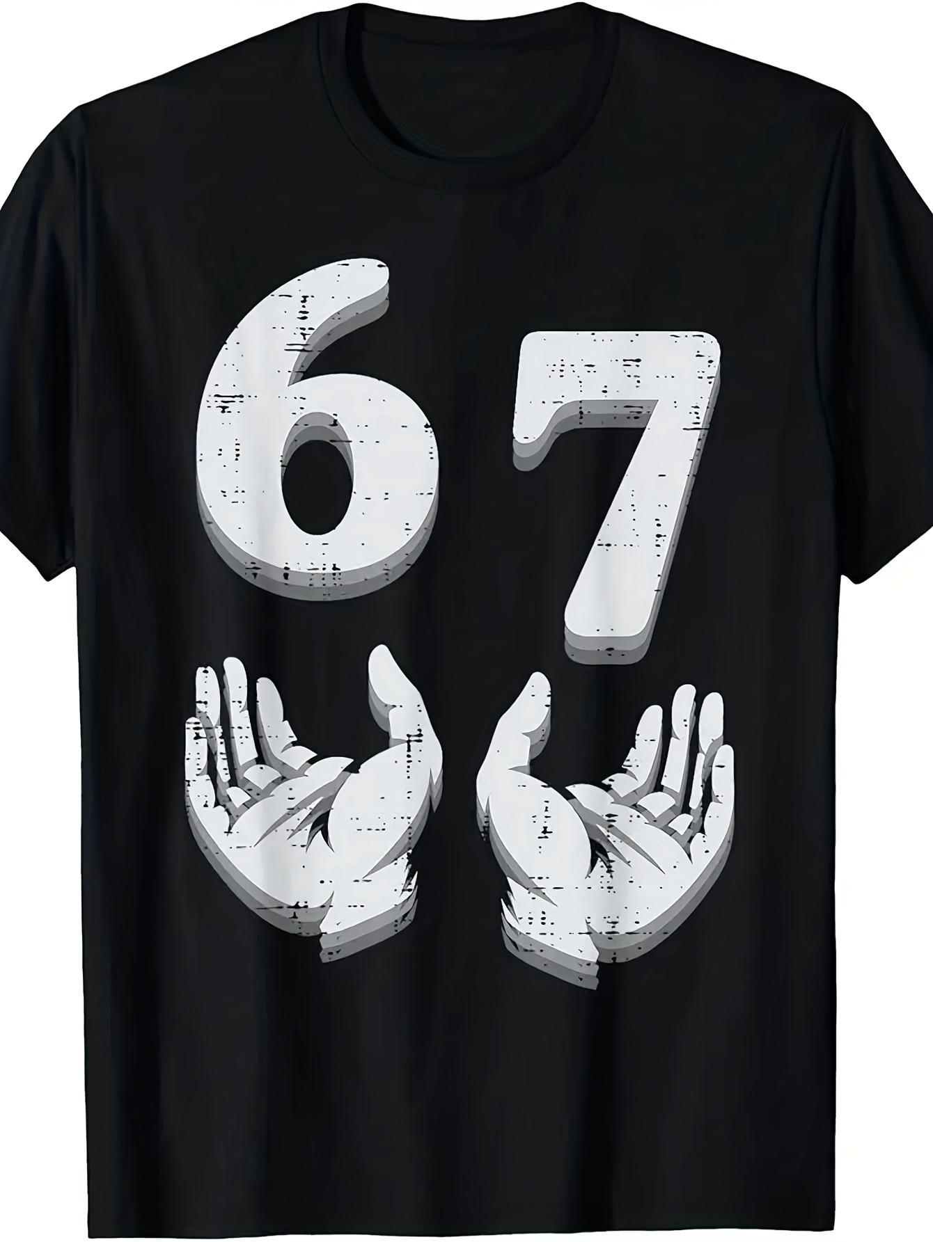 Men's Graphic T-Shirt Vintage Bold Number Sixty Seven With Open Hands Graphic