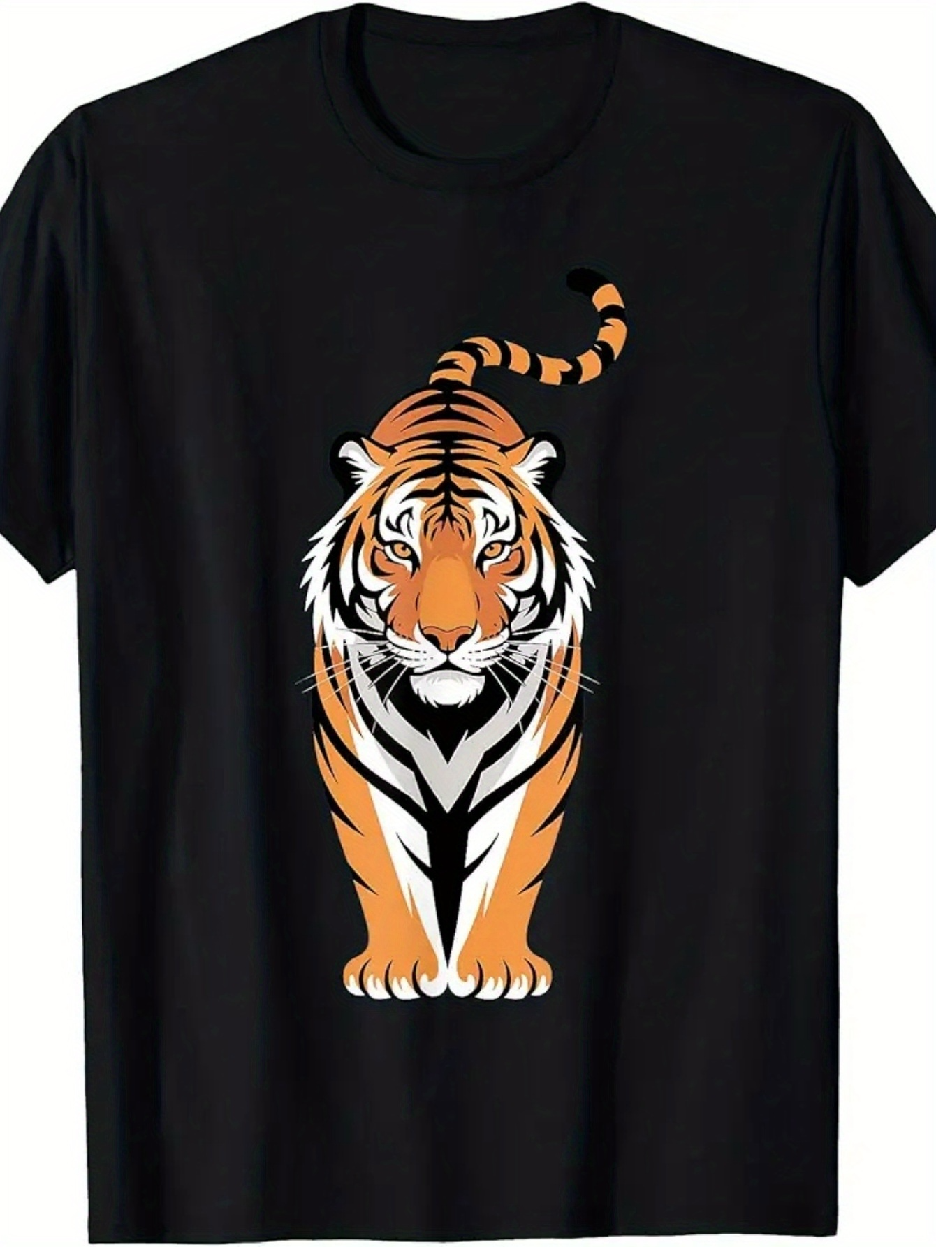 Men's Graphic T-Shirt Bold Graphic Pattern With Majestic Fierce Orange Black And White Tiger