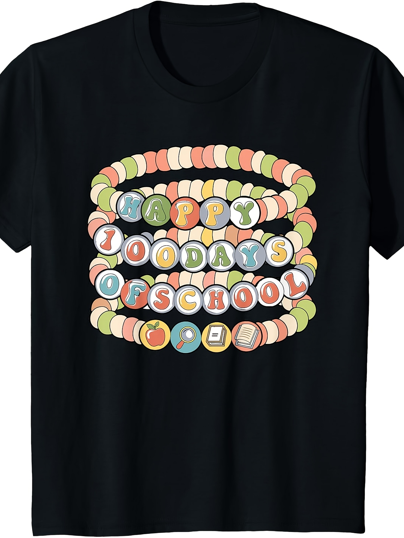 Men's Graphic T-Shirt Happy Hundred Days Of School Candy Beads Colorful Classroom Bracelet