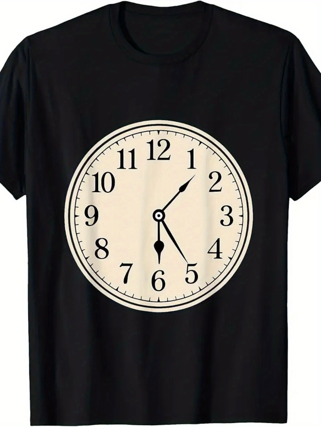Men's Graphic T-Shirt Classic Wall Clock With Bold Numbers On Neutral Vintage Background Clock