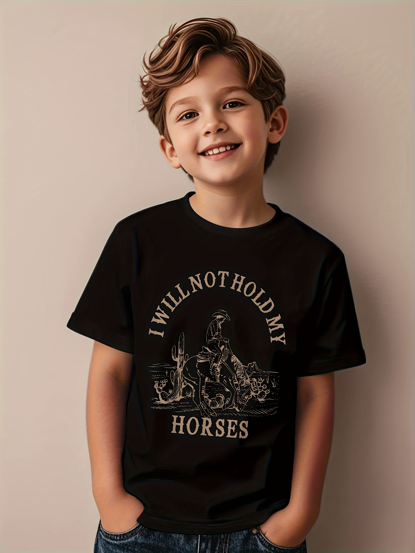 Men's Graphic T-Shirt I Will Not Hold My Horses Vintage Sketch With Galloping Cowboy Horse