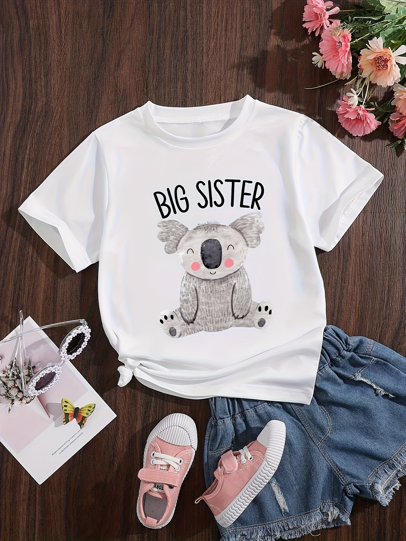 Men's Graphic T-Shirt Big Sister Blushing Koala With Cute Pink Cheek Accents Smiling Cartoon Animal