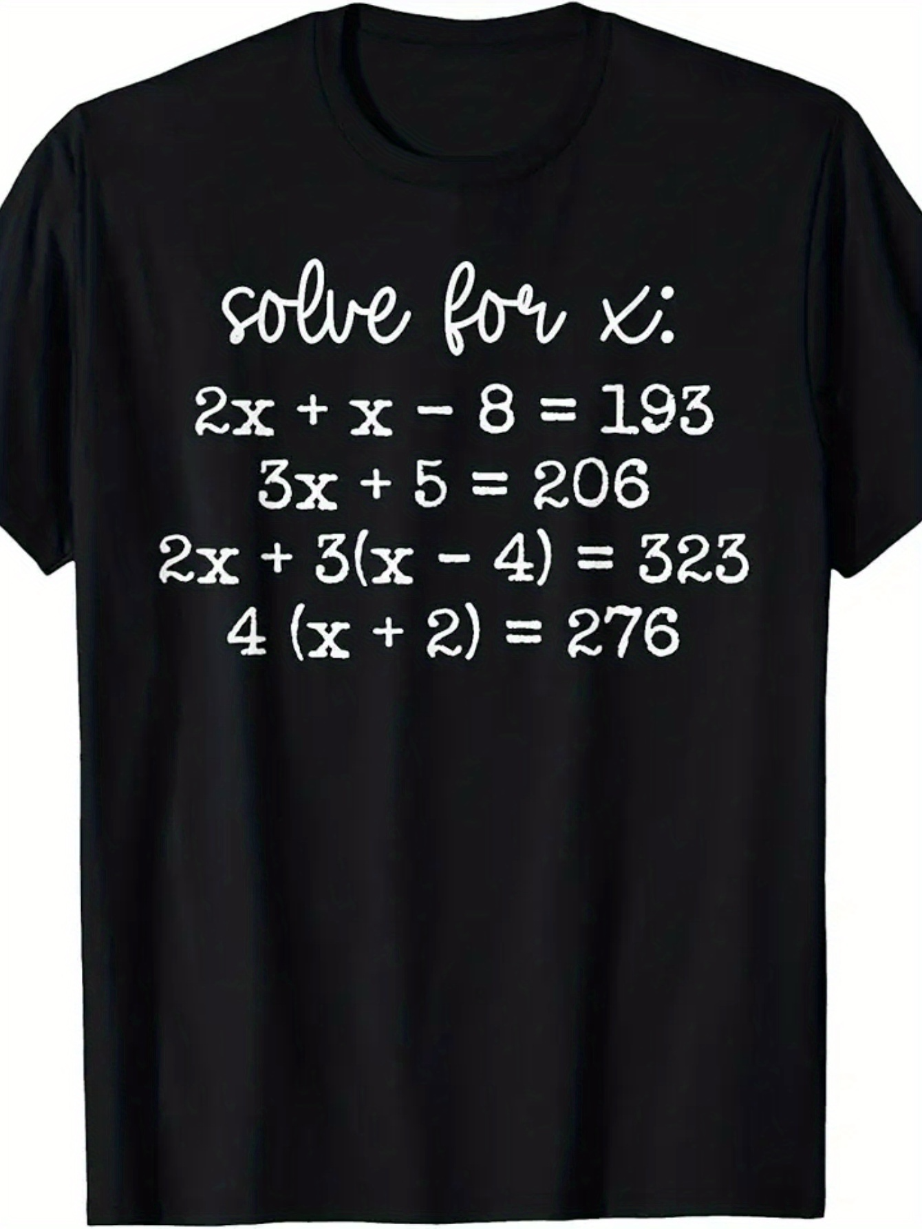Men's Graphic T-Shirt Solve For X Chalkboard Inspired Math Equations On Black Cotton T Shirt