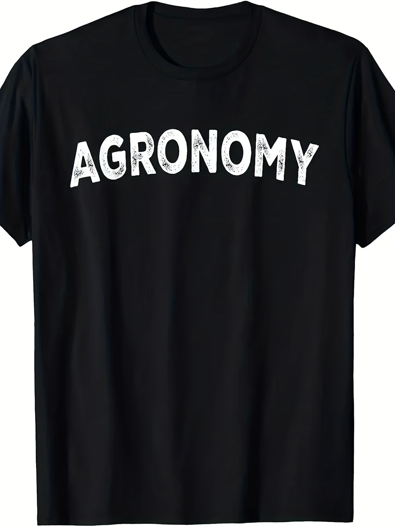 Men's Graphic T-Shirt Distressed Bold White Lettering On Solid Black Agronomy