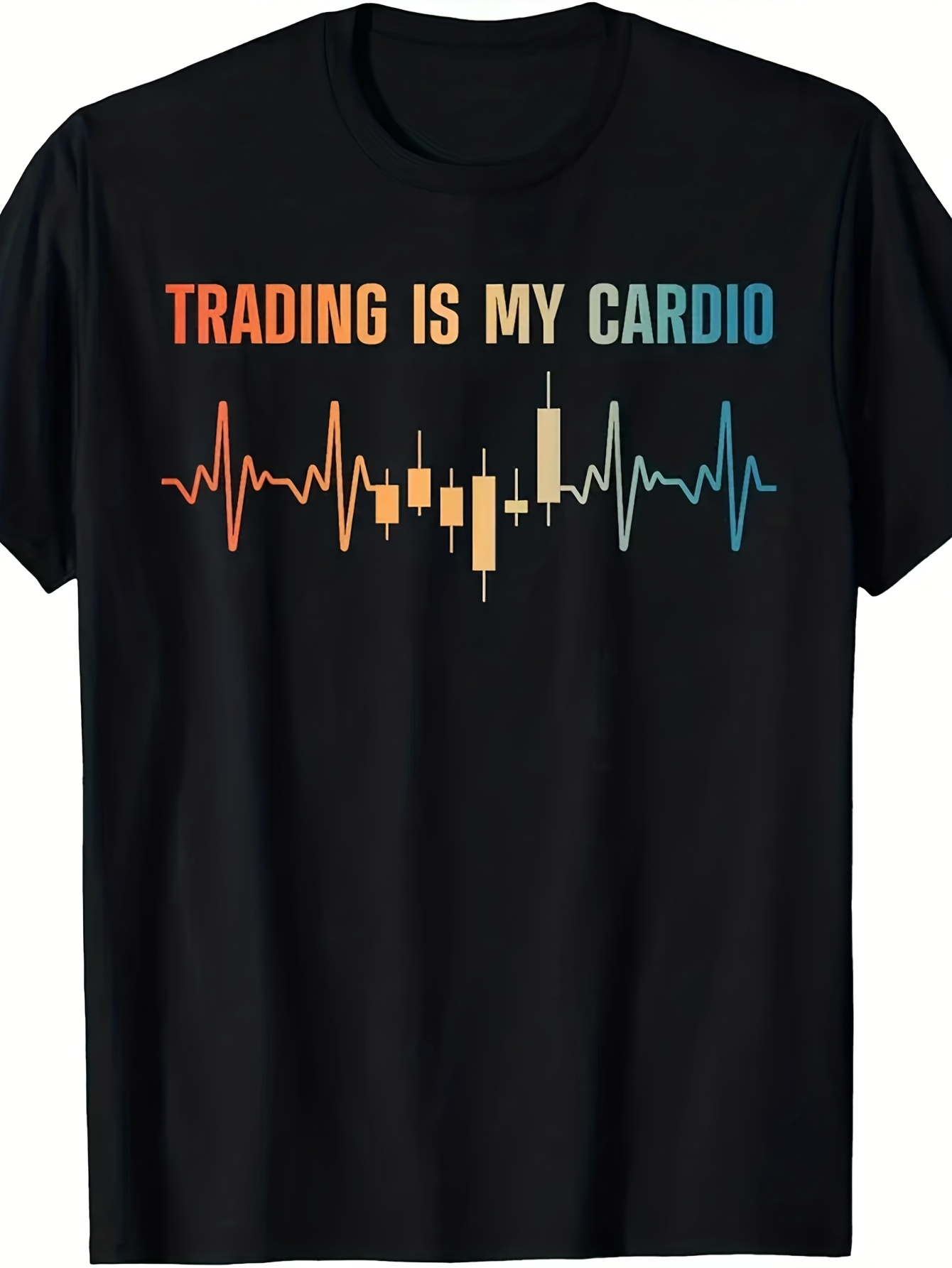 Men's Graphic T-Shirt Trading Is My Cardio Vibrant Color ECG Line With Trading Candlestick Chart