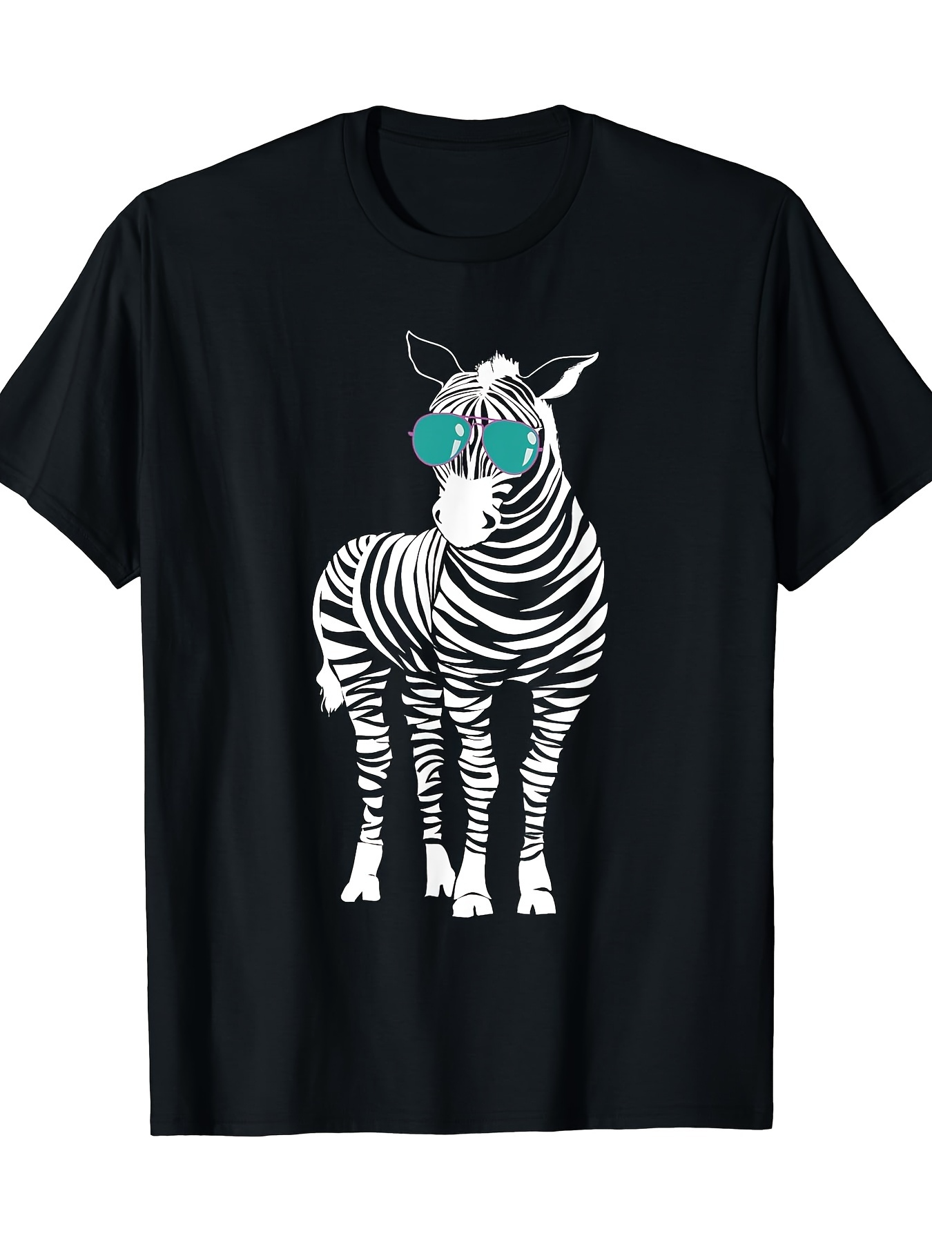 Men's Graphic T-Shirt Playful Summer Vibes With Cool Sunglasses Wearing Zebra