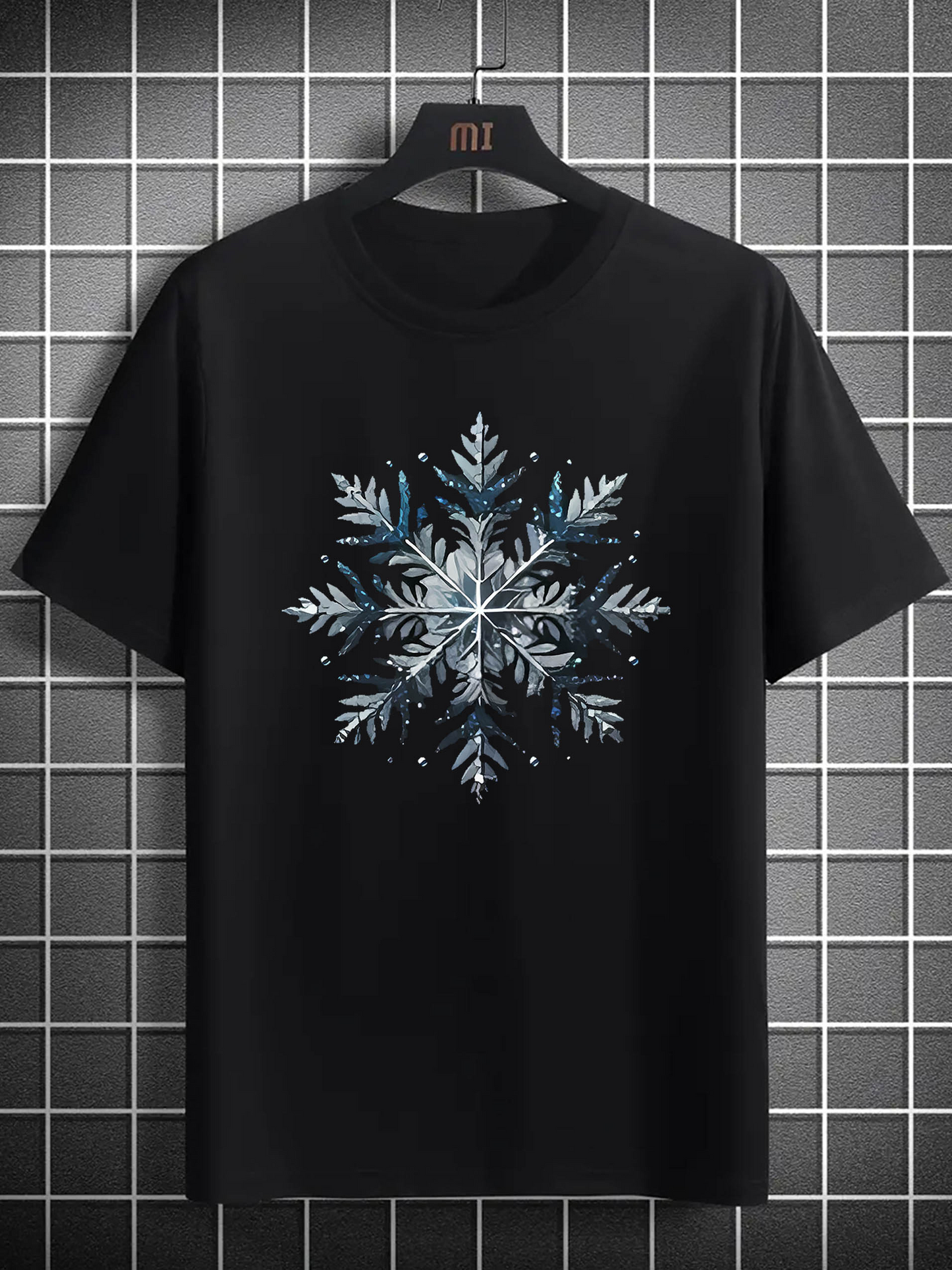 Men's Graphic T-Shirt Icy Frosted Blue Winter Crystal Snowflake