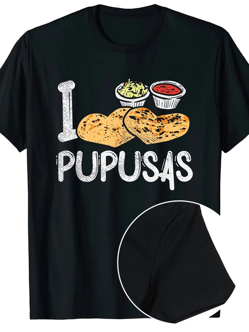 Men's Graphic T-Shirt I Love Pupusas With Salsa Toppings On Black T Shirt