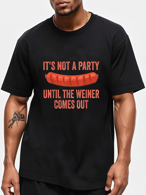 Men's Graphic T-Shirt Its Not A Party Until The Weiner Comes Out Red Graphic Sausage Print T Shirt