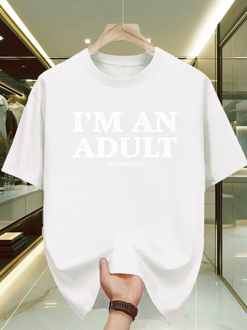 Men's Graphic T-Shirt Im An Adult Minimalist White Bold Letter Statement T Shirt