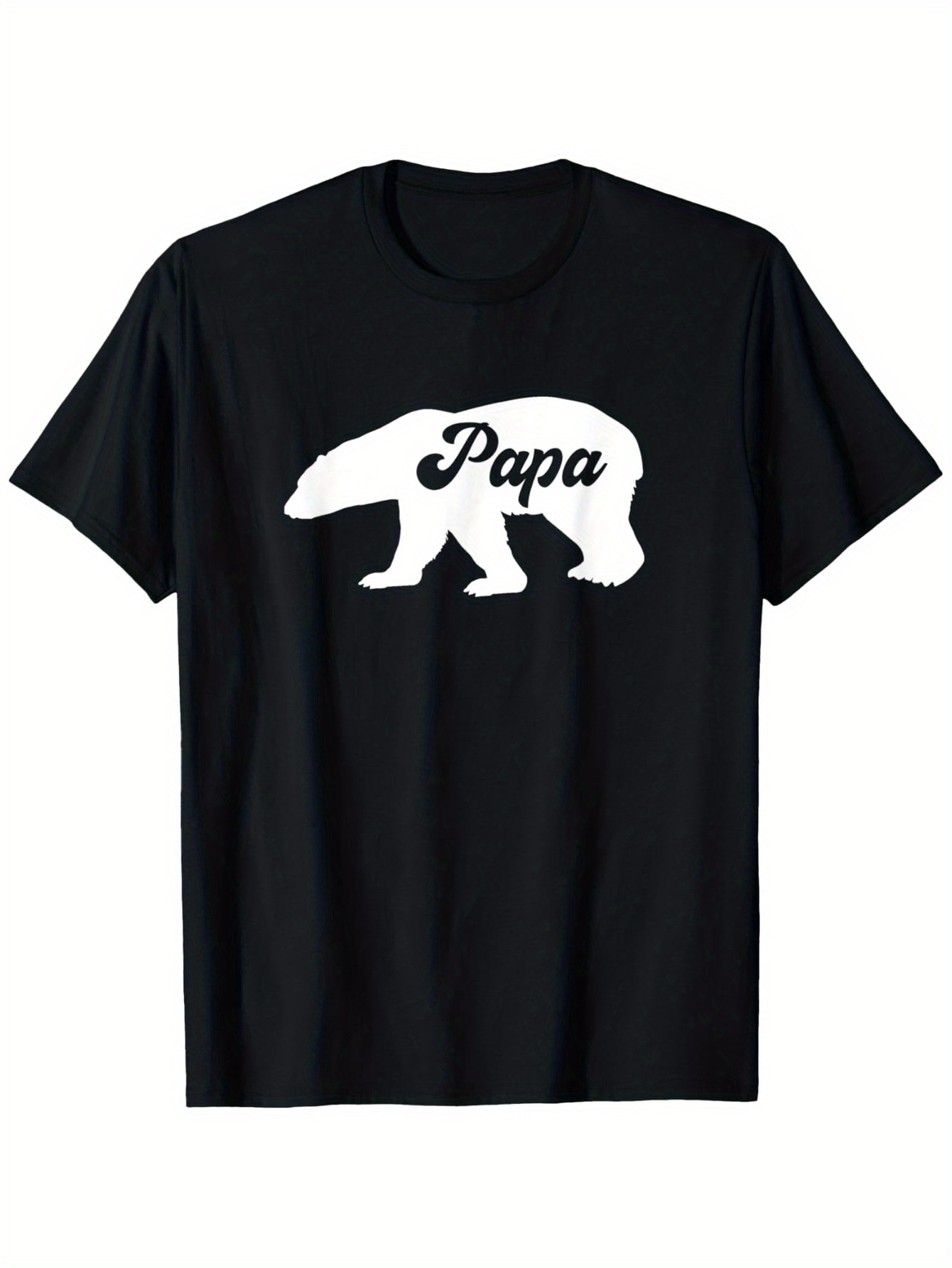 Men's Graphic T-Shirt Papa Bold White Silhouette Walking Across A Black Bear