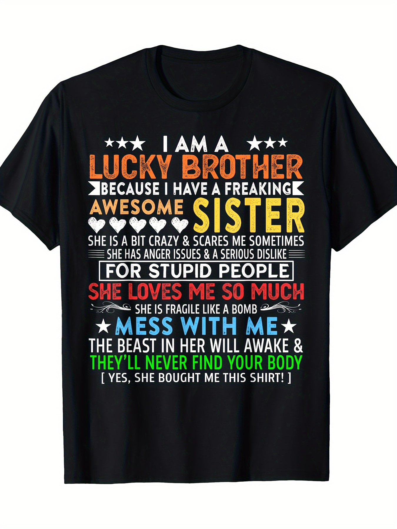 Men's Graphic T-Shirt I Am A Lucky Brother With Loving Message For Awesome Sister T Shirt