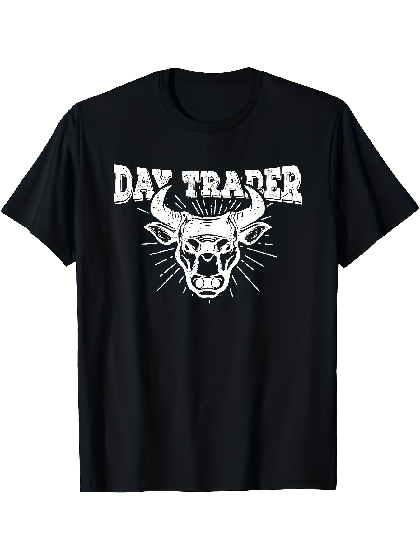 Men's Graphic T-Shirt Day Trader Fierce Bull Head With Electric Energy Lines Bull