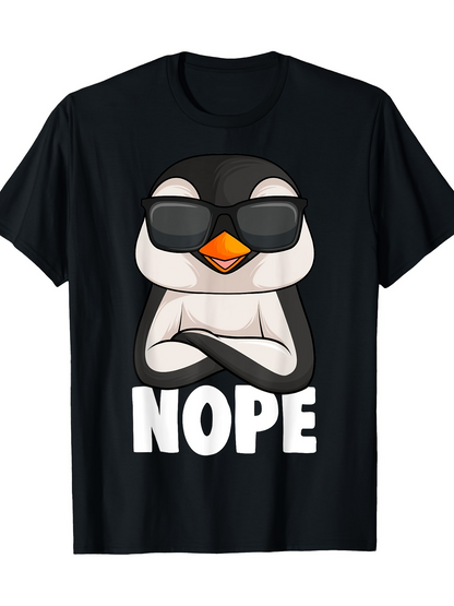 Men's Graphic T-Shirt Nope Cool Penguin With Sunglasses Folded Arms Standing Alone