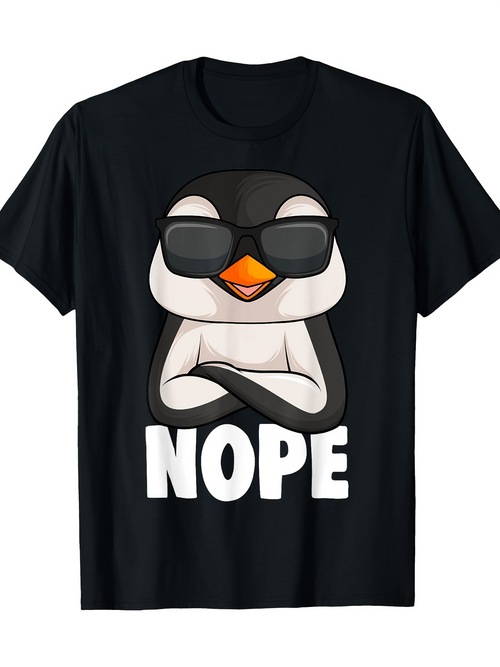 Men's Graphic T-Shirt Nope Cool Penguin With Sunglasses Folded Arms Standing Alone