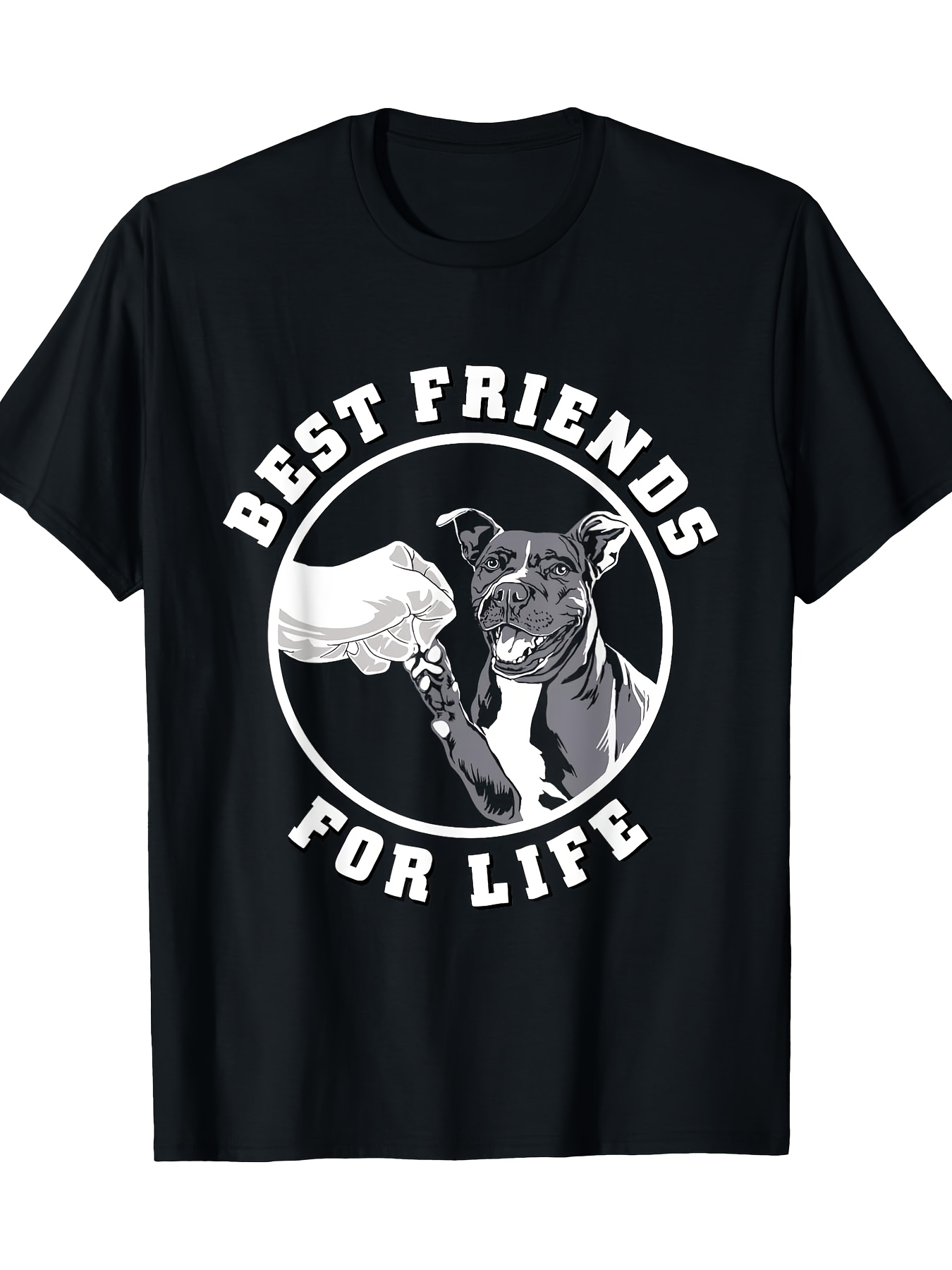 Men's Graphic T-Shirt Best Friends For Life Hand Fist Bumping Joyful Playful Dog