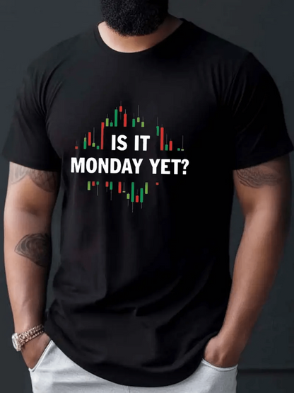 Men's Graphic T-Shirt Is It Monday Yet Colorful Candlestick Chart Pattern T Shirt