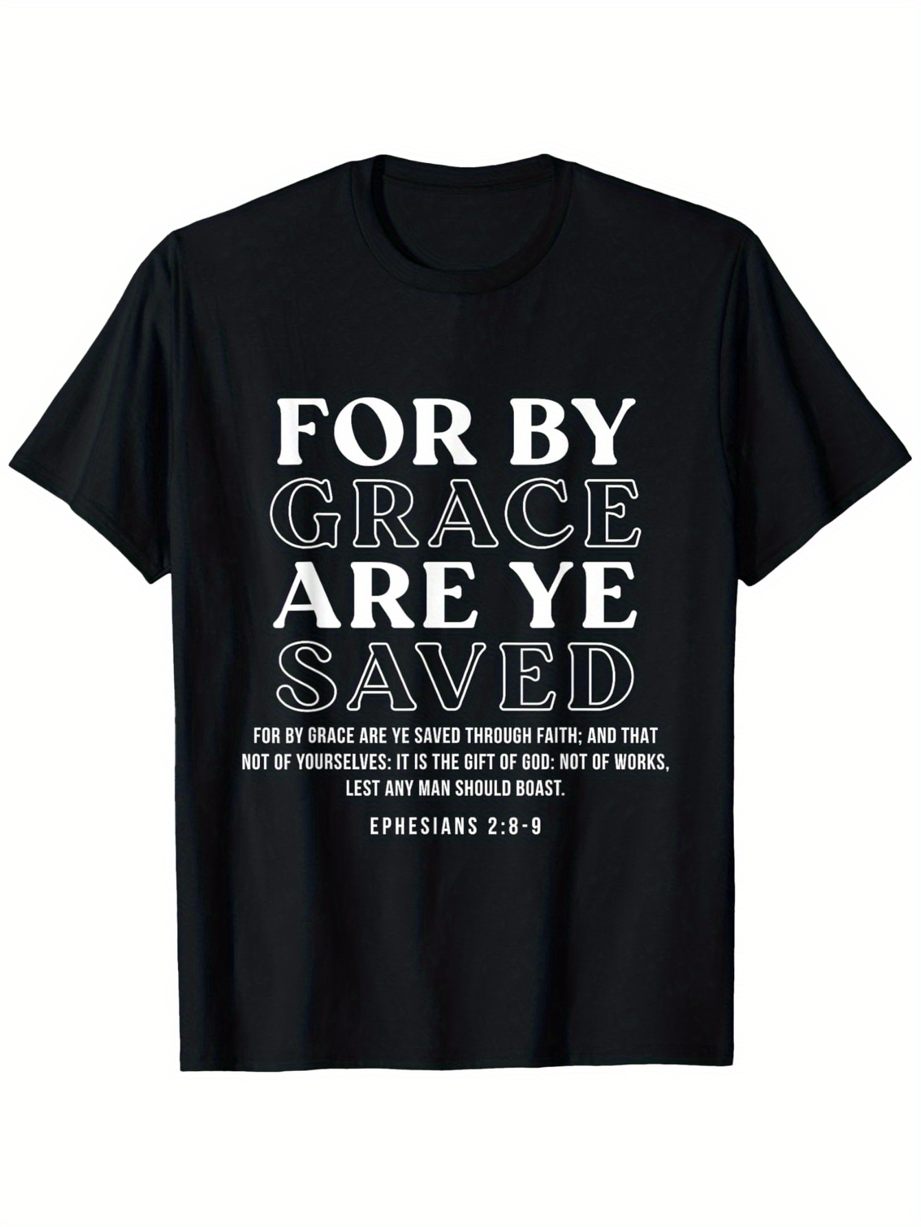 Men's Graphic T-Shirt For By Grace Are Ye Saved Lettering With Bold Contrasting Vintage Textured Design T Shirt