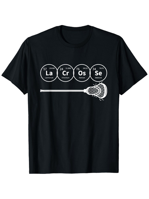 Men's Graphic T-Shirt Periodic Table Symbols With Lined Elements Featuring Lacrosse Stick
