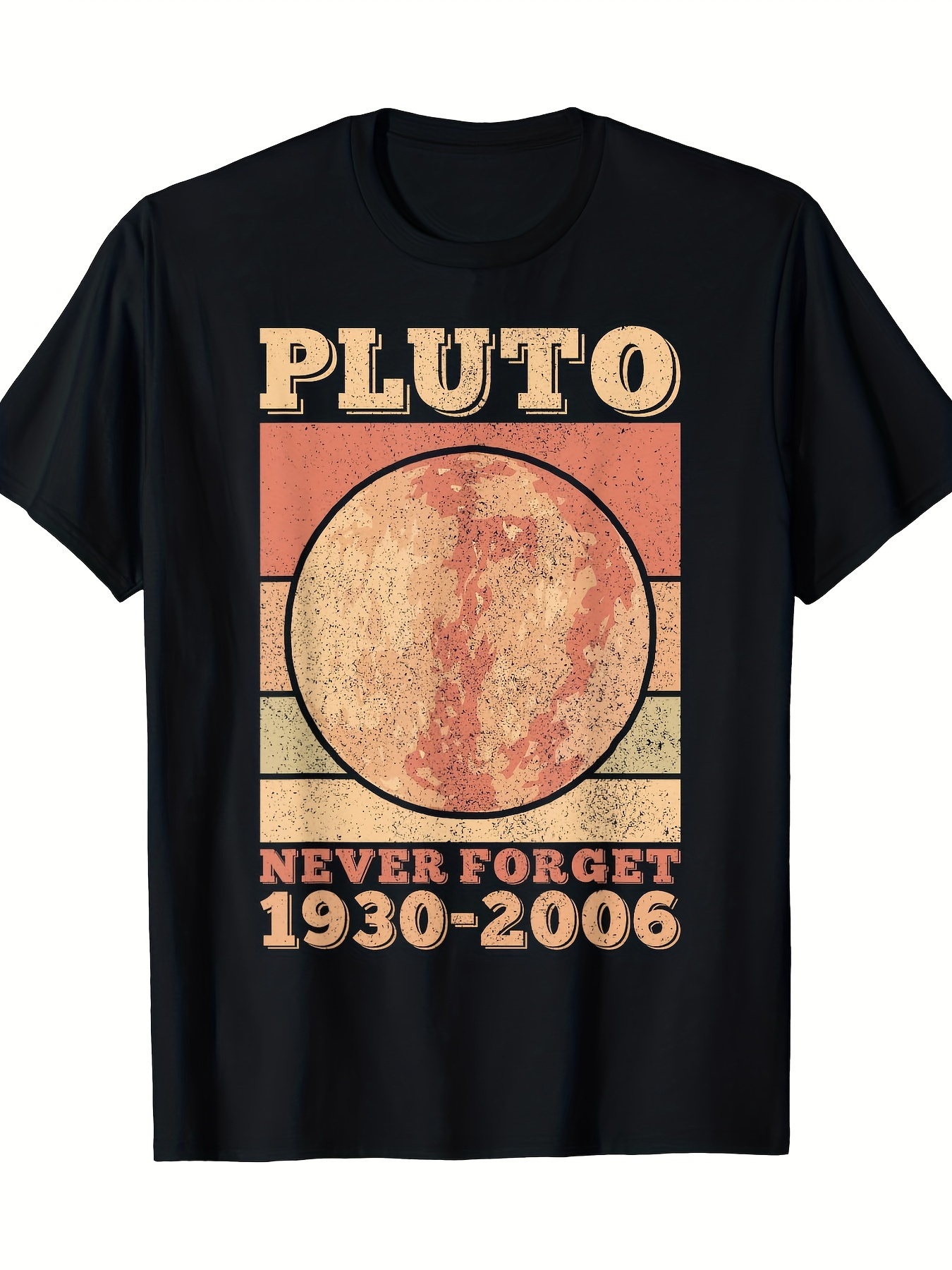 Men's Graphic T-Shirt Never Forget Vintage Planet Pluto With Textured Circle Design