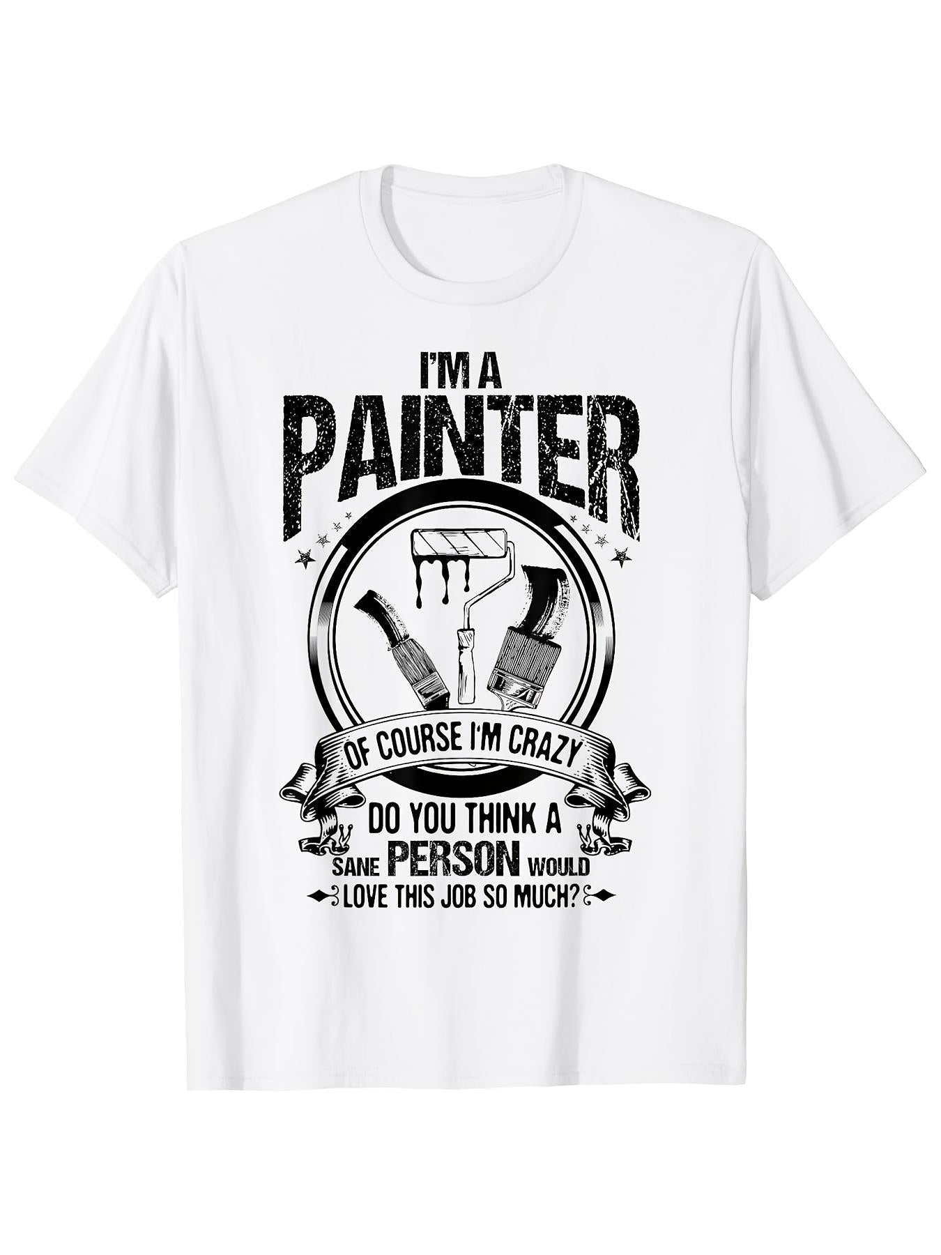 Men's Graphic T-Shirt Im A Painter With Brushes Surrounded By Banners Splash Effects Circle