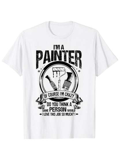 Men's Graphic T-Shirt Im A Painter With Brushes Surrounded By Banners Splash Effects Circle