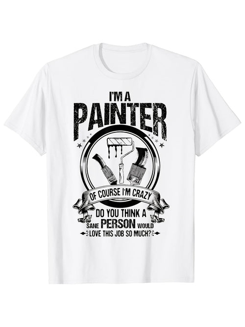Men's Graphic T-Shirt Im A Painter With Brushes Surrounded By Banners Splash Effects Circle