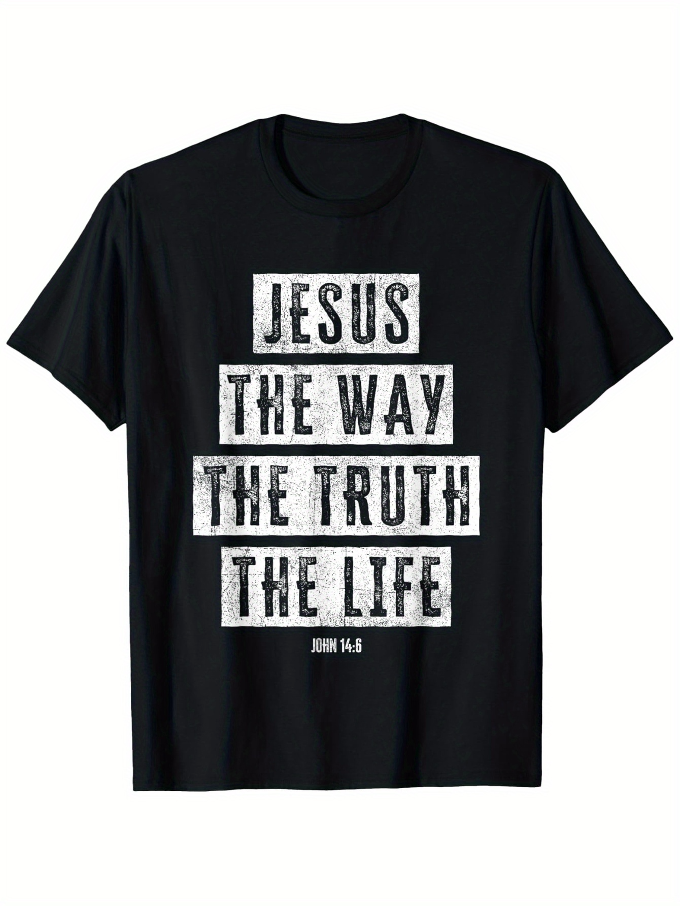 Men's Graphic T-Shirt Jesus The Way The Truth The Life Bold White Text Over Black Classic T Shirt